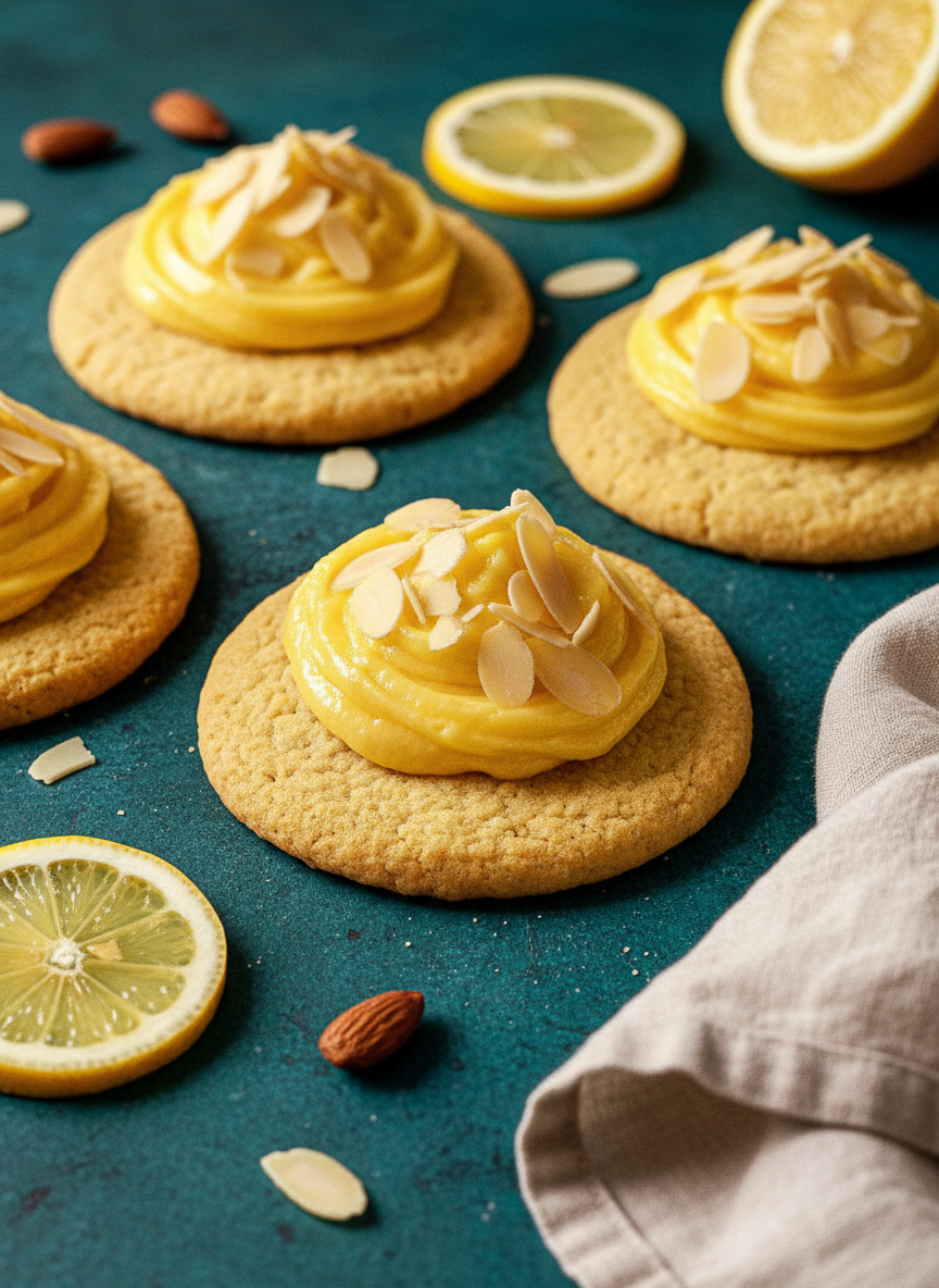 Lemon Cookies with Teal Background